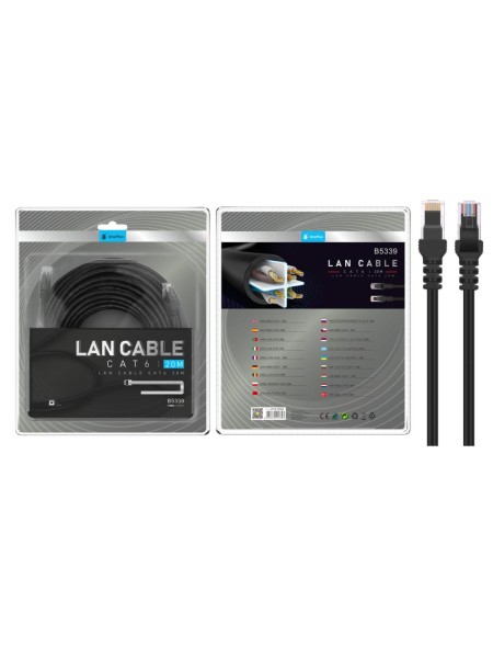 Cable red latiguillo RJ45 cat.6e UTP 20 metros B5339 Negro