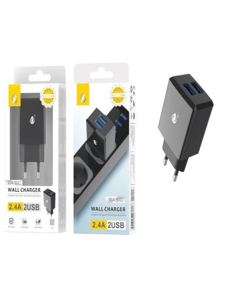 Cargador de red Usb x2 / 12w / Negro / Jody NA0344 / One+