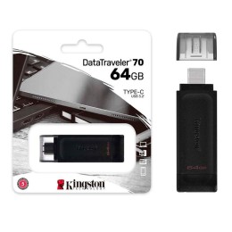 Pendrive Kingston DT70 64Gb Type-C 3.2 Gen.1 / Negro / DT70/64GB