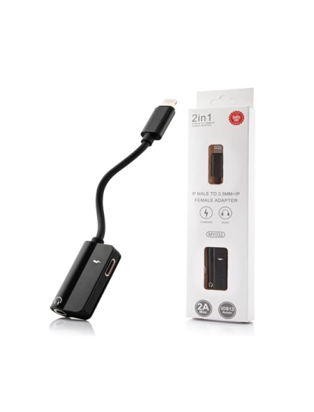 Cable adaptador de audio Iphone Lightning a Jack 3.5mm Negro Hembra