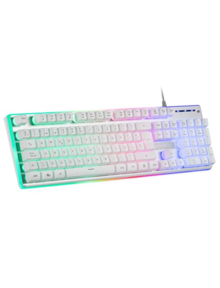 Teclado hibrido H-Mecanico Mars Gaming MK220W / Switch H-Mech / FRGB Rainbow / Blanco