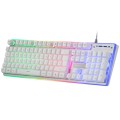 Teclado hibrido H-Mecanico Mars Gaming MK220W / Switch H-Mech / FRGB Rainbow / Blanco