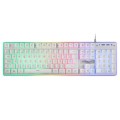 Teclado hibrido H-Mecanico Mars Gaming MK220W / Switch H-Mech / FRGB Rainbow / Blanco