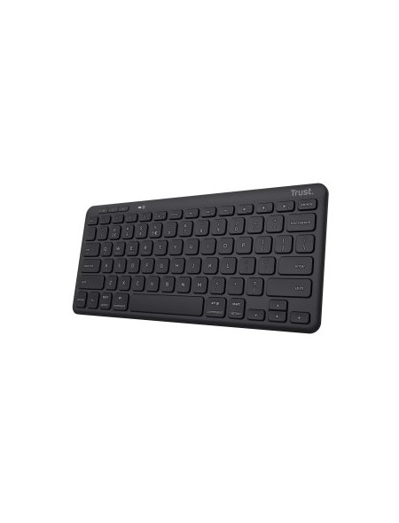 ÷ Teclado trust lyra inalambrico compacto y multidispositivo negro hecho con materiales reciclados