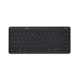 ÷ Teclado trust lyra inalambrico compacto y multidispositivo negro hecho con materiales reciclados