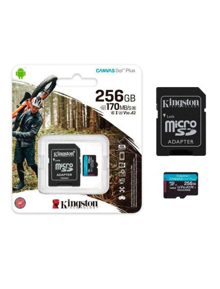 Micro sd xc Kingston Uhs-I U3 V30 256Gb Canvas Go Plus / 170mb/s / Clase 10 / Con adaptador / SDCG3/256GB