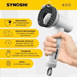÷ Fregadora electrica synoshi 3 cabezales intercambiables 2 velocidades bateria 45 min.